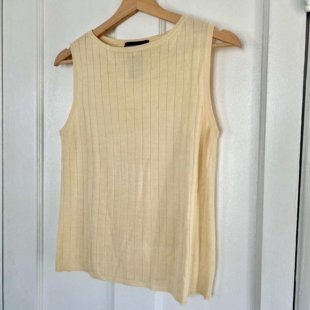 Vintage Buttercream Silk Blend Sleeveless Shell Size Large | 90's Fashion